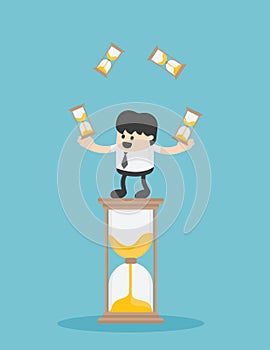 Businessman Time Management. Business Concept Cartoon Illustration