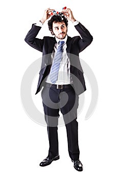 Businessman with a tnt molecule