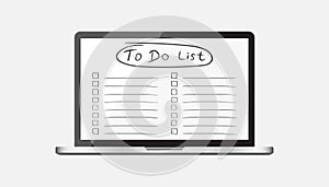 Businessman to do list, checklist with laptop computer. Check li