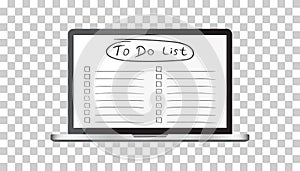 Businessman to do list, checklist with laptop computer. Check li