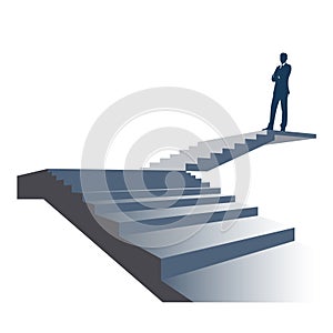 Businessman at the top of the stairs vector illustration
