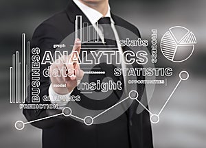 Businessman touching analytics