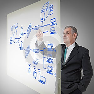 Businessman touching on screen