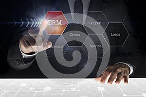 Businessman touching screen