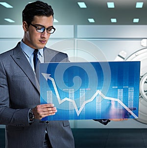 Businessman with touchscreen in financial banking concept