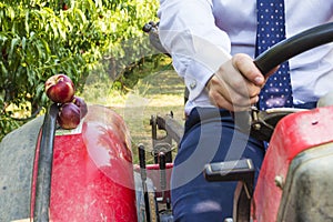 Businessman on tractor