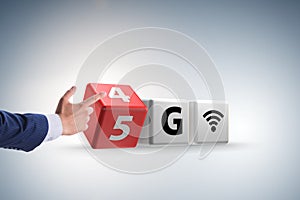 Businessman in transition from 4G to 5G