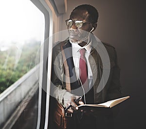 Businessman Travel Passenger African Descent Concept photo