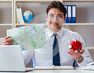 Businessman traveling agent working in the office