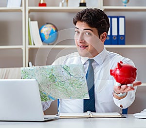 Businessman traveling agent working in the office