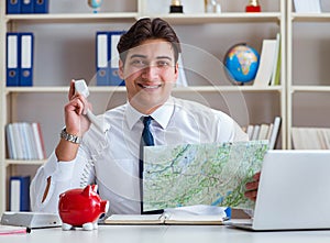 Businessman traveling agent working in the office