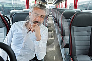 businessman traveling by bus