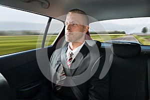 Businessman travelling in car