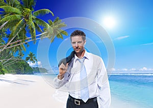 Businessman Tropical Beach Vacation Travel Summer Concept