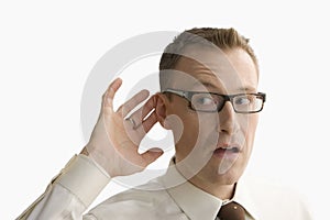 Businessman Trying to Hear - Isolated