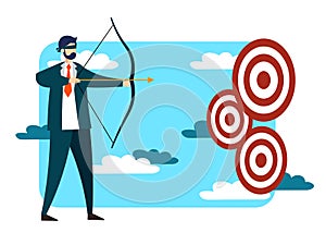 Businessman trying to hit goal vector illustration