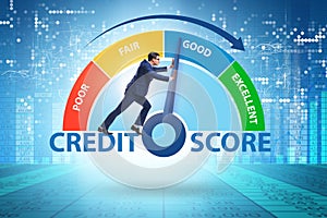 Businessman trying to improve credit score photo