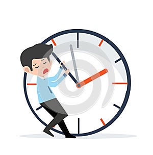 Businessman trying to stop the time concept
