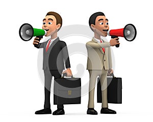Businessman with two megaphone