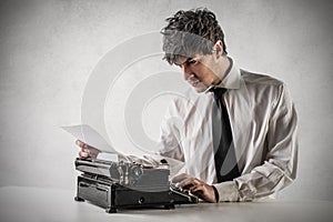 Businessman typing