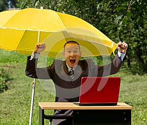 Businessman with umbrella