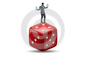 Businessman in uncertainty concept with dice