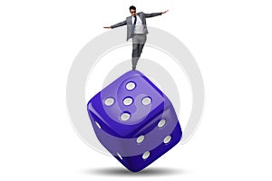 Businessman in uncertainty concept with dice