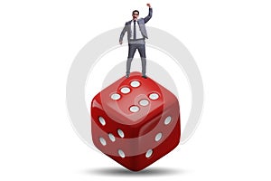 Businessman in uncertainty concept with dice