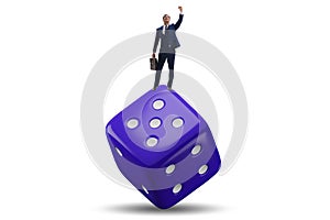 Businessman in uncertainty concept with dice