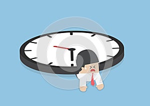 Businessman under the big clock, Deadline, Overtime concept