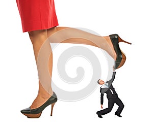 Businessman under Female legs collage