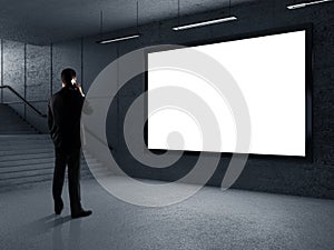 Businessman in underground passage