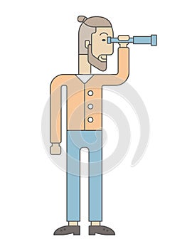 Businessman using binocular photo