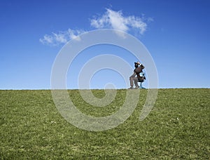 Businessman using binoculars