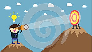 Businessman using binoculars