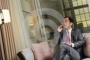 Businessman using cellphon