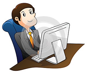 Businessman Using Computer