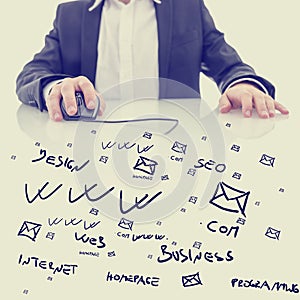 Businessman using a computer mouse