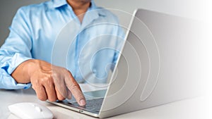 Businessman using computer to login represents protection concept of cyber security and data security including secure login