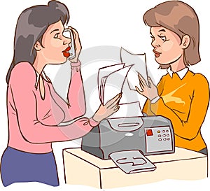 Businessman using copy machine stock illustration