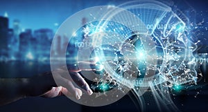 Businessman using digital artificial intelligence interface 3D r