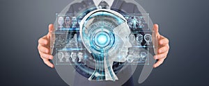 Businessman using digital artificial intelligence interface 3D r