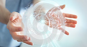 Businessman using digital artificial intelligence interface 3D r