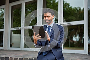 Businessman using digital tablet