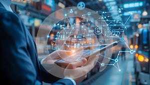 futuristic digital technology in logistics and business innovation