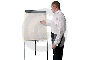 Businessman using a flip chart