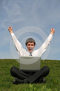 Businessman using laptop