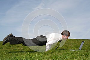 Businessman using laptop