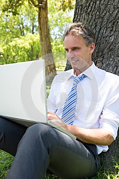 Businessman using laptop