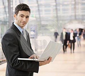 Businessman using laptop